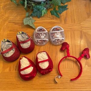 Build a Bear Red Shoes and Heart Headband Bundle